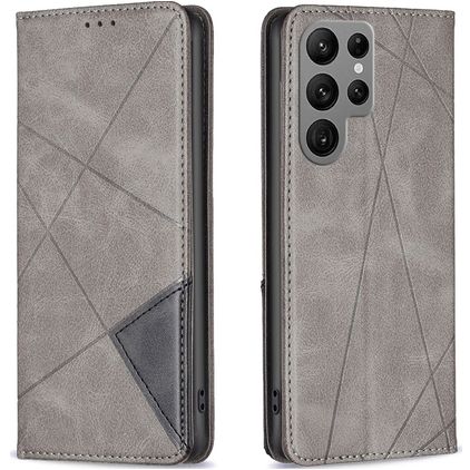 Mobigear Rhombus Slim Samsung Galaxy S23 Ultra Funda tipo libro - Gris
