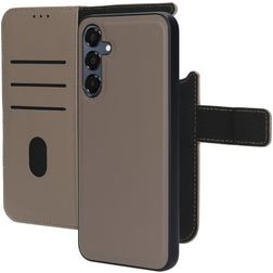 Mobiparts Samsung Galaxy A16 MagSafe Funda Piel auténtica Funda tipo libro 2 en 1 con carcasa extraíble Cartera - Topo