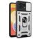 Mobigear Armor Ring Cam Slide Motorola Edge 40 Pro Funda Plástico rígido Carcasa Antigolpes con anillo y tapa deslizante para cámara - Plateado