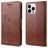 Mobigear Flowers iPhone 14 Pro Knížkové pouzdro Peněženka - Hnědá