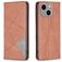 Mobigear Rhombus Slim iPhone 15 Plus Capa livro - Castanho