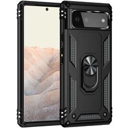 Mobigear Armor Ring Google Pixel 6 Hårdt Bagsidecover Stødsikkert med ringholder - Sort