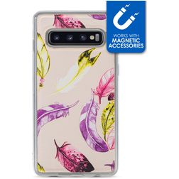 My Style Magneta Samsung Galaxy S10 Fleksibel TPU Bagsidecover - Feathers
