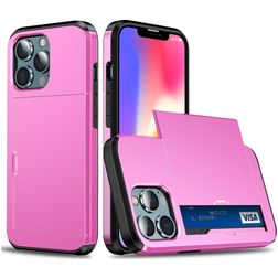 Mobigear Card iPhone 14 Pro Funda Plástico rígido Carcasa Antigolpes con tarjetero - Rosa