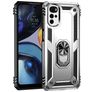 Mobigear Armor Ring Motorola Moto G22 Hard Case Back cover Shockproof with Ring Holder - Silver