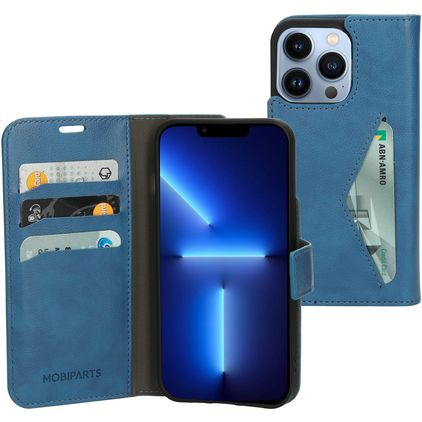 Mobiparts Classic Wallet iPhone 13 Pro Pungetui med Seddelrum - Steel Blue