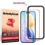 GrizzlyCoat Easy Fit iPhone 15 Cristal templado Protector de pantalla - Compatible con fundas + Marco de instalación - Negro