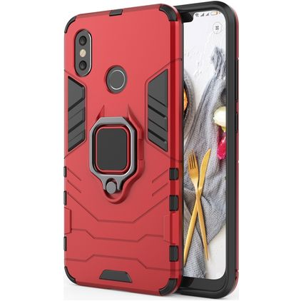 Mobigear Armor Ring Xiaomi Mi 8 Hardcase Back cover Antiurto con anello - Rosso
