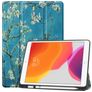 Mobigear Tri-Fold Gel iPad 7 (2019) TPU / Konstläder Plånboksfodral + Pennhållare - Almond Blossoms