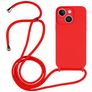 Mobigear Lanyard iPhone 15 Plus Silicone Cover con cordino - Rosso