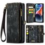 CaseMe 008 iPhone 14 Cover Aftageligt 2-i-1-pungetui med Seddelrum - Sort