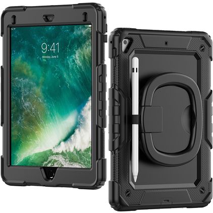 Mobilize Rotating Defender iPad 5 (2017) Plastica rigida / Silicone Back cover + Tracolla + Supporto - Nero
