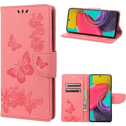 Mobigear Butterfly Samsung Galaxy M53 Cover a libro portafoglio - Rosa