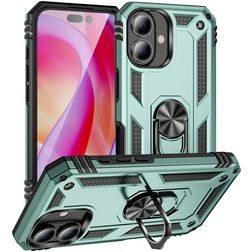 Mobigear Armor Ring iPhone 16 Plus Plástico rígido Capa traseira Antichoque com anel - Verde