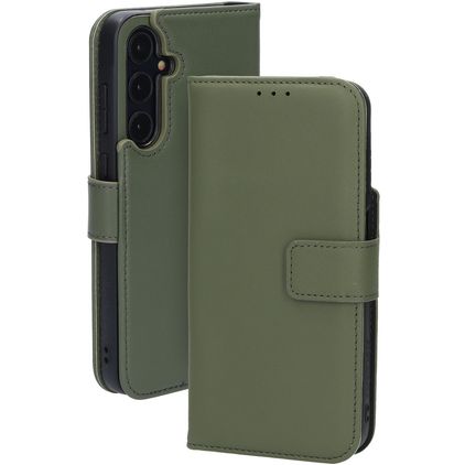 Mobiparts Samsung Galaxy A35 Piel auténtica Funda tipo libro Cartera - Verde