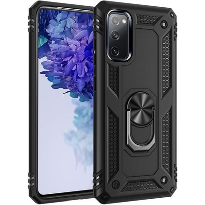 Mobigear Armor Ring Samsung Galaxy S20 FE Plástico rígido Capa traseira Antichoque com anel - Preto