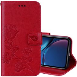 Mobigear Roses iPhone XR Cover a libro portafoglio - Rosso