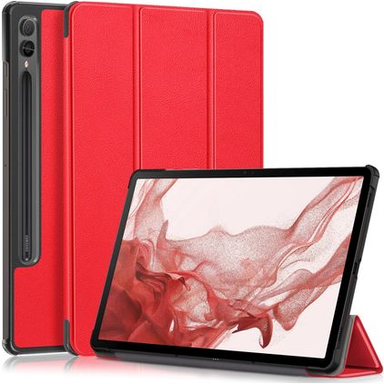 Mobigear Tri-Fold Samsung Galaxy Tab S9 Plus Cover a libro + Portapenna - Rosso