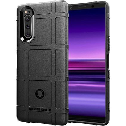 Mobigear Rugged Shield Sony Xperia 5 TPU flexível Capa traseira Antichoque - Preto