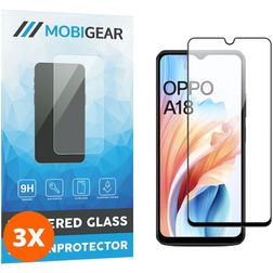 Mobigear Premium OPPO A18 Tempered Glass Screen Protector - Case Friendly - Black (3-Pack)