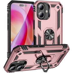Mobigear Armor Ring iPhone 16 Plus Hard Case Back cover Shockproof with Ring Holder - Rose Gold
