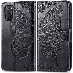 Mobigear Butterfly OPPO A72 Lompakkokotelo + Setelitasku - Musta