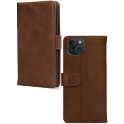 Mobilize Wallet iPhone 15 Äkta läder Plånboksfodral med sedelfack - Brun