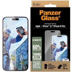 PanzerGlass Classic Fit iPhone 16 Plus Vidro temperado Película de ecrã - Compatível com capas