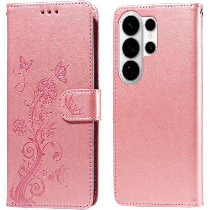 Mobigear Flowers Samsung Galaxy S26 Ultra Wallet case - Rose Gold