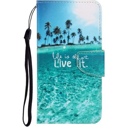 Mobigear Design Xiaomi Redmi 9C Lompakkokotelo + Setelitasku - Life is short