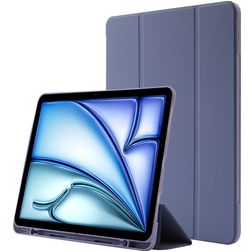 Mobigear Tri-Fold Gel iPad Air 11 Inch (2025) TPU / Leatherette Wallet case + Stylus Holder - Purple