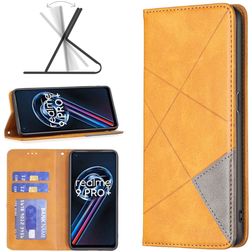 Mobigear Rhombus Slim Realme 9 Pro Plus Funda tipo libro - Coñac