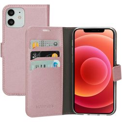 Mobiparts Saffiano Wallet iPhone 12 Pro Cover a libro portafoglio - Rosa