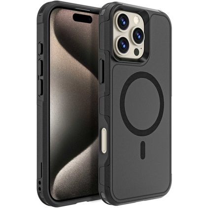 Mobigear Traveller iPhone 16 Pro Max MagSafe Funda Plástico rígido Carcasa Antigolpes - Negro