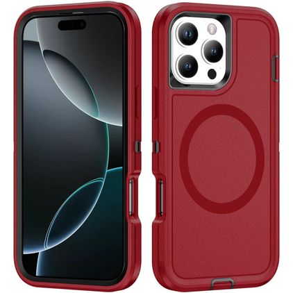 Mobigear Rugged Mag iPhone 16 Pro Max MagSafe Funda Plástico rígido Carcasa Antigolpes - Rojo