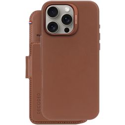 Decoded Detachable Wallet iPhone 16 Pro Max MagSafe Capa Pele genuína Capa livro 2 em 1 com capa traseira amovível Carteira - Tan