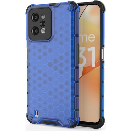 Mobigear Honeycomb Realme C31 Funda Plástico rígido Carcasa Antigolpes - Azul