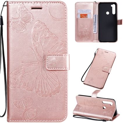 Mobigear Butterfly Xiaomi Redmi Note 8T Plånboksfodral med sedelfack - Roséguld
