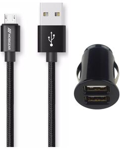 Mobigear Essentials Dual USB Billaddare Micro USB 1 m 12W 2,4A - Svart