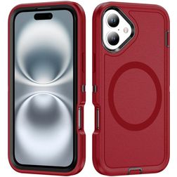 Mobigear Rugged Mag iPhone 16 MagSafe Funda Plástico rígido Carcasa Antigolpes - Rojo
