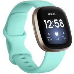 Mobigear Sport Dual Silicone Fitbit Sense Strap Push closure - Turquoise