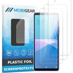 Mobigear Sony Xperia 10 IV Película de ecrã em plástico - Compatível com capas (Pack de 3)