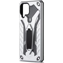Mobigear Armor Stand Samsung Galaxy A12 Hard Case Back cover Shockproof with Stand - Silver