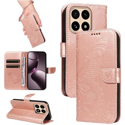 Mobigear Butterfly Xiaomi 15T Funda tipo libro Cartera - Oro rosa