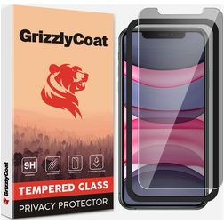 GrizzlyCoat Easy Fit AntiSpy iPhone XR Cristal templado Protector de pantalla Antiespía - Compatible con fundas + Marco de instalación