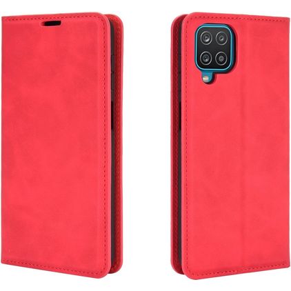 Mobigear Retro Slim Samsung Galaxy A12 Lompakkokotelo + Setelitasku - Punainen