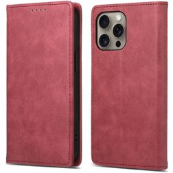 Mobigear Wallet iPhone 16 Pro Max Pungetui med Seddelrum - Rød