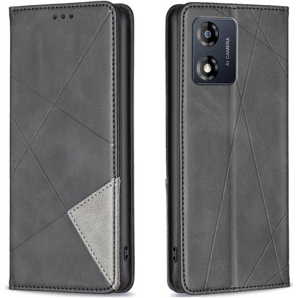 Mobigear Rhombus Slim Motorola Moto E13 Cover a libro - Nero
