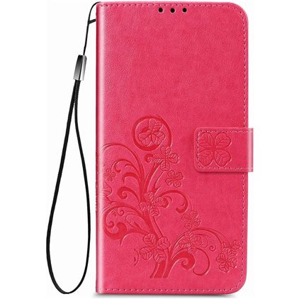 Mobigear Clover Motorola One Fusion Plus Lompakkokotelo + Setelitasku - Magenta