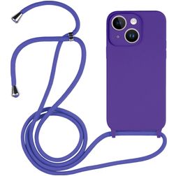 Mobigear Lanyard iPhone 15 Plus Silikone Cover med snor - Lilla